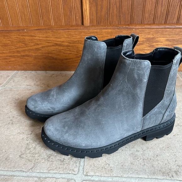 Sorel Gray Lennox Chelsea Boot Booties Waterproof Leather Size 11 - Picture 2 of 9